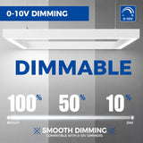 White LED linear pendant fixture with smooth 0-10V dimming functionality.