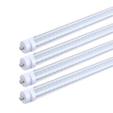 T8 8FT LED Tube Light, 8 Foot T8 V Shaped Single Pin FA8 Base, Ballast Bypass 270° 50W 6750LM, 6500K Cool White, Clear PC Cover (Replace 150W LED Flourescent Bulbs) Dual-Ended Power AC100-277V
