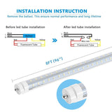 Super Bright V Shaped 8FT 270° Angel, 4 Row LEDs 80W 10800lm 6500K Cold White, 8 Foot FA8 Single Pin LED Tube Lights, T8 T10 T12 LED Tube Lights, Clear PC Cover, Dual-Ended Power AC100-277V