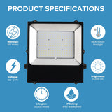 100W LED flood light specifications 14000 lumens 5000K 100-277V 50000 hours IP65