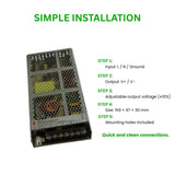 12V 150W Switchable Power Supply fast and easy connection for hassle-free LED setup