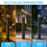 42 Inch Bronze Round Flat Top LED Bollard Light – 24W, Selectable 3000K/4000K/5000K Color Temperature, Type V Distribution, 120‑277 VAC, 3,120 Lumens, IP65 Waterproof, UL & DLC Certified, Outdoor Pathway, Landscape & Security Lighting – 5-Year Warranty