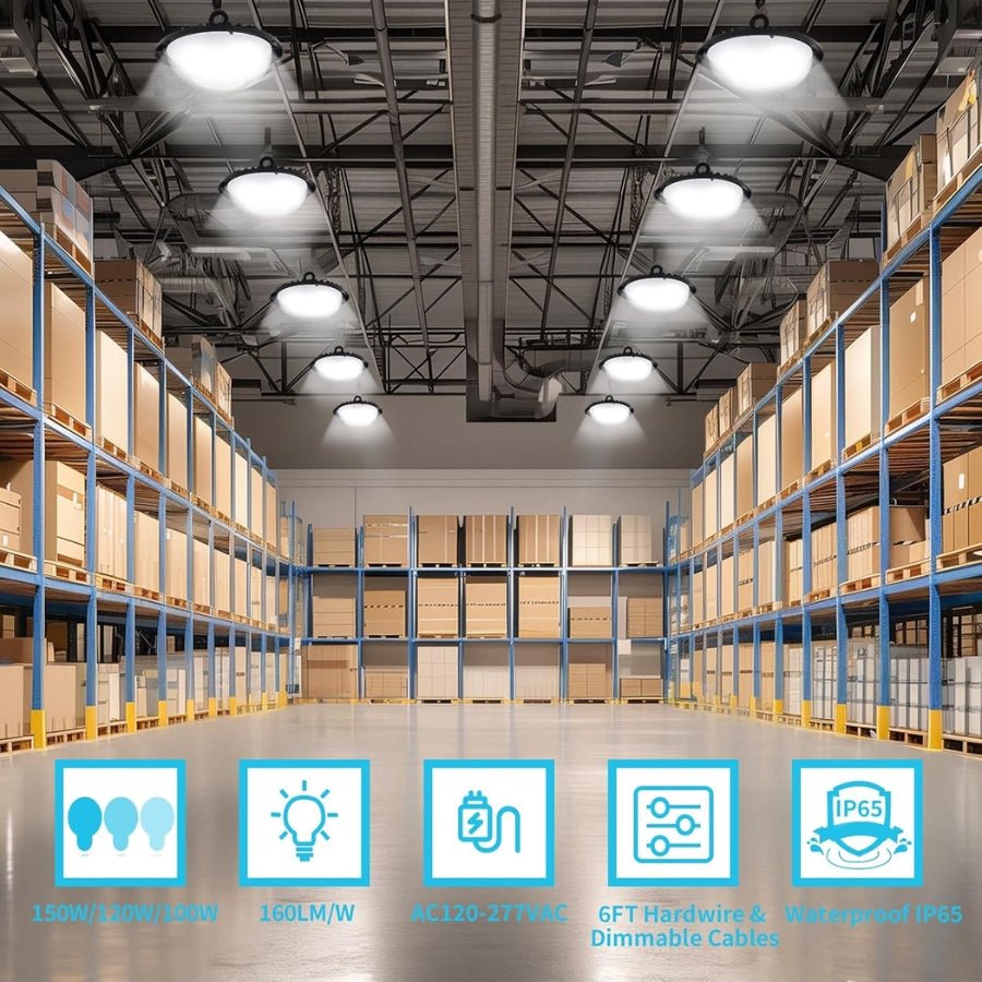 150w ufo led high bay light, dimmable, waterproof at switchtoled