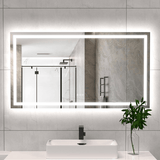 LED Bathroom Mirror Lights 55x30 Inch Front & Backlit Lights Vanity Mirror, Wall Mounted Anti-Fog Dimmable LED Makeup Mirror, IP54 3K-6K Warm/Natural/Daylight, Tempered Glass (Horizontal/Vertical) UL