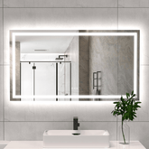 LED Bathroom Mirror Lights 55x40 Inch Front & Backlit Lights Vanity Mirror, Wall Mounted Anti-Fog Dimmable LED Makeup Mirror, IP54 3K-6K Warm/Natural/Daylight, Tempered Glass (Horizontal/Vertical) UL