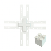 Linking Bracket for Office Lamp – X Shape 4-Way Connector – White Metal