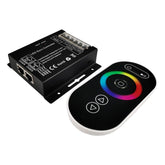 RGB LED Controller with RF Touch Remote – DC12V-24V, 3 Channel Dimmer, 432W Max Output – 10 Lighting Modes, Sync Function, Short Circuit Protection – for LED Strip Lights, Common Anode