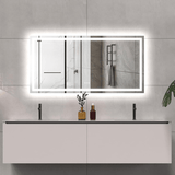 LED Bathroom Mirror Lights 60x30 Inch Front & Backlit Lights Vanity Mirror, Wall Mounted Anti-Fog Dimmable LED Makeup Mirror, IP54 3K-6K Warm/Natural/Daylight, Tempered Glass (Horizontal/Vertical) UL