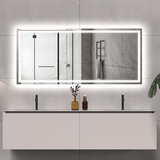 LED Bathroom Mirror Lights 72x32 Inch Front & Backlit Lights Vanity Mirror, Wall Mounted Anti-Fog Dimmable LED Makeup Mirror, IP54 3K-6K Warm/Natural/Daylight, Tempered Glass (Horizontal/Vertical) UL