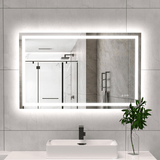 LED Bathroom Mirror Lights 48x30 Inch Front & Backlit Lights Vanity Mirror, Wall Mounted Anti-Fog Dimmable LED Makeup Mirror, IP54 3K-6K Warm/Natural/Daylight, Tempered Glass (Horizontal/Vertical) UL