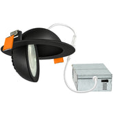 2 Inch Eyeball LED Gimbal Downlight, Black, 5W, 550 Lumens, 5CCT Selectable 2700K/3000K/3500K/4000K/5000K, 360° Rotation & 90° Tilt, Dimmable, Canless Recessed Ceiling Light with Junction Box, IC Rated, ETL Listed