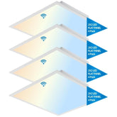 2X2FT LED Panel Light with Motion Sensor, 5 Watts Selectable 20/25/30/35/40W, 5 Colors Temperature Selectable 3K/3.5K/4K/5K/6.5K Dimmable Recessed Drop Ceiling, Lay in Fixture for Office100-277V 4PACK