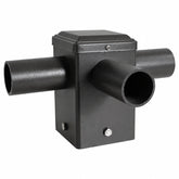 90° Triple Tenon Adapter for 4” Square Pole, 3 Arm Horizontal Bullhorn Mount, 2-3/8” OD Slip Fitter Bracket for LED Area Lights, Shoebox Parking Lot & Street Lights, Heavy Duty Steel
