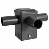 90° Triple Tenon Adapter for 4” Square Pole, 3 Arm Horizontal Bullhorn Mount, 2-3/8” OD Slip Fitter Bracket for LED Area Lights, Shoebox Parking Lot & Street Lights, Heavy Duty Steel