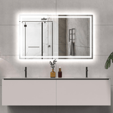 LED Bathroom Mirror Lights 60x36 Inch Front & Backlit Lights Vanity Mirror, Wall Mounted Anti-Fog Dimmable LED Makeup Mirror, IP54 3K-6K Warm/Natural/Daylight, Tempered Glass (Horizontal/Vertical) UL