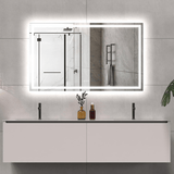 LED Bathroom Mirror Lights 60x36 Inch Front & Backlit Lights Vanity Mirror, Wall Mounted Anti-Fog Dimmable LED Makeup Mirror, IP54 3K-6K Warm/Natural/Daylight, Tempered Glass (Horizontal/Vertical) UL