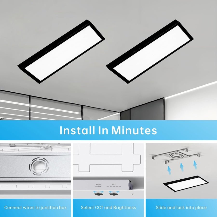1x2 LED Panel Light Surface Mount install in minutes