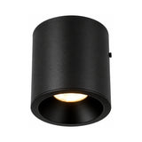 Black cylindrical ceiling light fixture on a white background