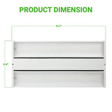 White rectangular product with dimensions labeled on a white background
