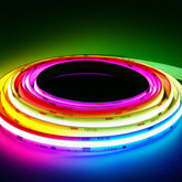 Waterproof RGB COB LED Strip Light 16.4FT (5M) – 12V Dot-Free Seamless Glow, 840 LEDs/m, Color Changing, IP68 Outdoor/Indoor, UL Listed, 10mm, Dimmable, CRI 80+, 50,000 Hrs Lifespan