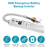 40W LED Emergency Battery Backup Inverter, 100-347V Input, 170VDC Output Emergency Driver, 90-Minute Backup Power Supply for LED Panel, Troffer & High Bay Lights, UL924 Commercial Emergency Lighting Solution