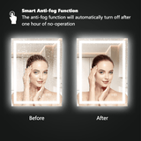 LED Bathroom Mirror Lights 36x30 Inch Front & Backlit Lights Vanity Mirror, Wall Mounted Anti-Fog Dimmable LED Makeup Mirror, IP54 3K-6K Warm/Natural/Daylight, Tempered Glass (Horizontal/Vertical) UL