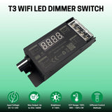 T3-WiFi 300W 600W DC12-24V PWM Adjustable Tuya APP Smart WiFi Single Color LED Dimmer Switch, 25A Max Output, RF Remote & Knob Control, Alexa/Google Compatible