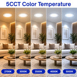 6 Inch 2-Hour Fire Rated Slim Recessed LED Downlight, Canless IC Rated, 15W 1100 Lumens, 5 CCT Selectable 2700K-5000K, 90 CRI, Dimmable, ETL & UL263 Listed, White