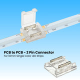 PCB-to-PCB 2-Pin Solderless Connectors for 10mm Single Color LED Strip Lights – CE Certified, IP20, 4A Rated, Easy Snap-On, Seamless End-to-End Connection
