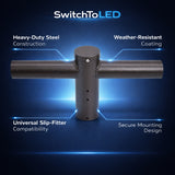 Light Pole Tenon Adapter 2-3/8 Inch OD, Slip Fitter Mount for LED Area Lights & Shoebox Parking Lot Lights, Heavy Duty Aluminum/Steel Pole Top Mount Bracket, Outdoor Commercial Lighting Adapter