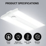 165W Linear LED High Bay Light with PIR Motion Sensor – 22,440 Lumens, 5000K Daylight, 400W Metal Halide Equivalent, DLC 5.1 Premium, UL Damp Rated, 120–277V, Suspended Mount, Warehouse & Industrial Lighting