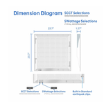 2x2 LED Flat Panel Light product dimension diagram at switchtoled.com