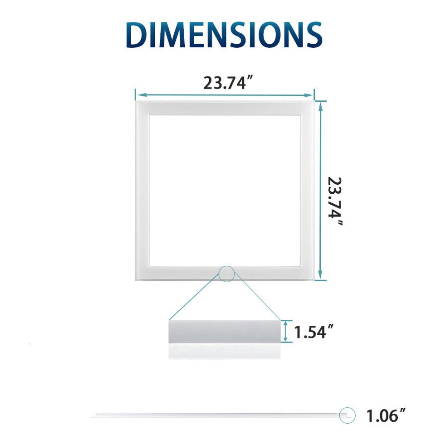 2x2 LED Panel Light – Edge-Lit Frame dimension at switchtoled.com