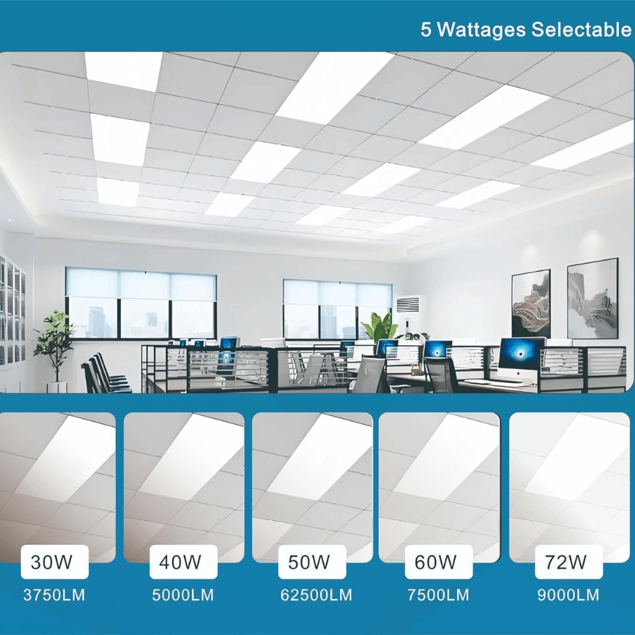 2x4 LED Flat Panel 5 wattages selectable at switchtoled.com
