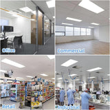 Collage of different indoor environments labeled as Office, Commercial, Retail, and Industrial.