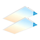 Two LED flat panels with color temperature labels on a white background