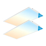Two LED flat panels with color temperature labels on a white background