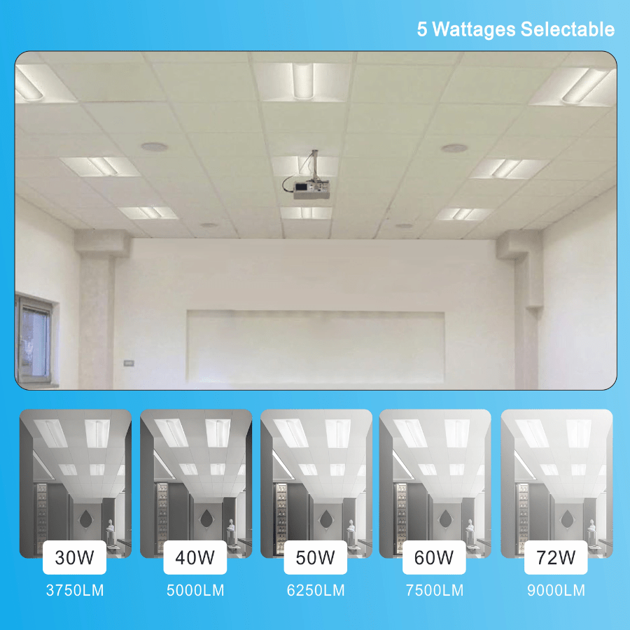 switchtoled 5 wattages selectable 2x4 led troffer