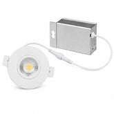Ultra-thin 3-inch LED recessed ceiling light with integrated junction box, canless design, and selectable color temperatures.