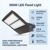 300W LED Flood Light with specifications on a white background
