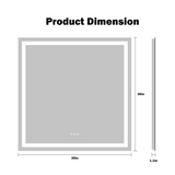 36x36 Inch LED Bathroom Mirror product dimension at switchtoled.com