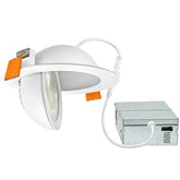 2 Inch Eyeball LED Gimbal Downlight, 5W, 550 Lumens, 5CCT Selectable 2700K/3000K/3500K/4000K/5000K, 360° Rotation & 90° Tilt, Dimmable, Canless Recessed Ceiling Light with Junction Box, IC Rated, ETL Listed, White