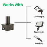 5" Square Pole Mount Tenon Adapter, Fits 2-3/8" Slip Fitter Lights, Heavy-Duty Steel, Dark Bronze Finish