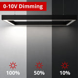 2x2 Square Pattern LED Linear Direct/Indirect Pendant Fixture, 120W, 12,600 Lumens, 120-277V, 4CCT Selectable 3000K-5000K, 0-10V Dimmable, Suspended & Ceiling Mount, Black Finish