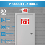 Double Sided LED Emergency EXIT Sign, Exit Combo Remote Capable, Two LED Lights, Backup Battery, US Standard Red Letter, Commercial Grade, 120-277V, Fire Resistant(UL 94V-0)