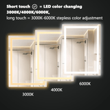 LED Bathroom Mirror Lights 48x30 Inch Front & Backlit Lights Vanity Mirror, Wall Mounted Anti-Fog Dimmable LED Makeup Mirror, IP54 3K-6K Warm/Natural/Daylight, Tempered Glass (Horizontal/Vertical) UL