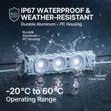 LED Module String Lights – Red/Green/White, 3W/Module, 390LM, 110V/220V, 130LM/W, CRI 90+, IP67 Waterproof, Dimmable, 48FT, UL Certified, 50,000 Hrs Lifespan