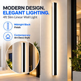 4ft Slim Linear LED Wall Light, Modern Black Wall Sconce, 3CCT Selectable 3000K/4000K/5000K, Warm Neutral Cool White, Contemporary Vertical Indoor Wall Lighting for Living Room, Bedroom, Hallway, Hotel and Commercial Interiors