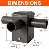 90° Triple Tenon Adapter for 4” Square Pole, 3 Arm Horizontal Bullhorn Mount, 2-3/8” OD Slip Fitter Bracket for LED Area Lights, Shoebox Parking Lot & Street Lights, Heavy Duty Steel