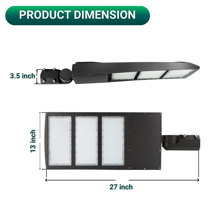 switchtoled 450W LED Parking Lot Light Fixtures length 27 inch and width 13 inch